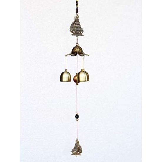 Lilone Gifts Boat Shape Wind Chimes Bells - 18 Inch Hanging Decor 