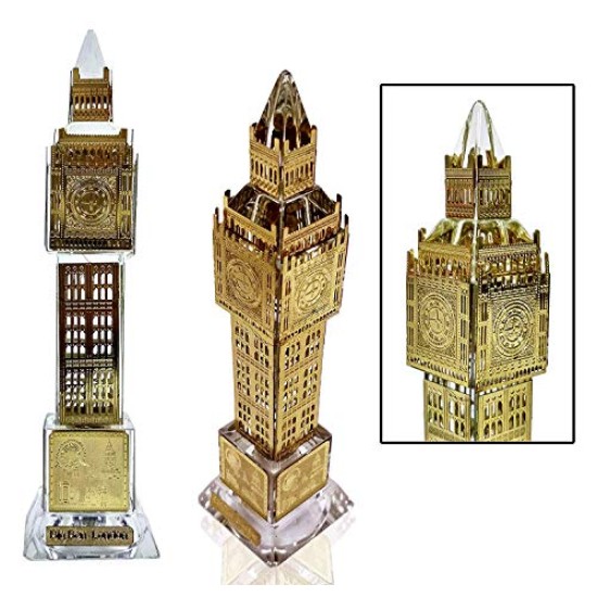 Lilone Crystal Gold Plated Big Ben Showpiece 5 Inch with Light