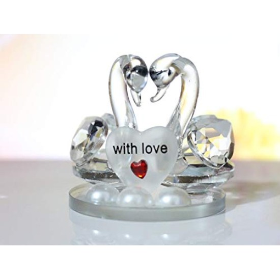 Lilone Beautiful Crystal Couple Swan Showpiece 