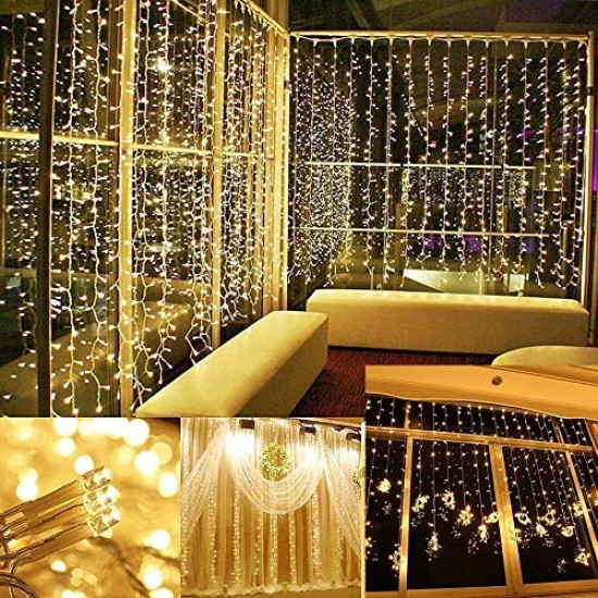 AtneP 224 LED Window Curtain Lights Icicle Lights Fairy String Lights with 8 Modes (Warm White) AtneP 224 LED Window Curtain Lights Icicle Lights Fairy String Lights with 8 Modes (Warm White)