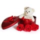 Lilone Decorative Heart Shape Box with Cute Teddy Bear and Soap Roses